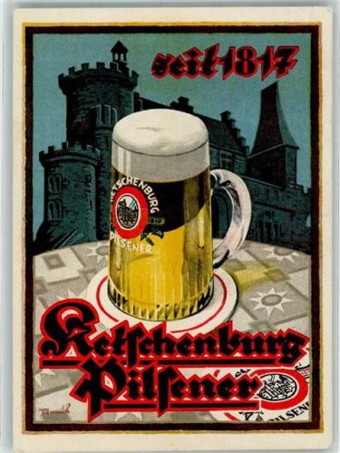 W5190 Stolberg , Rheinl Ketschenburg Pilsner 1817 Bierkrug Werbung Bier Künstlerkarte