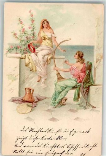 1900 Frauen Tambourin Fächer Krug