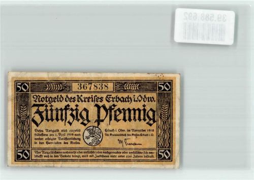 Erbach 50 Pfennig Wappen