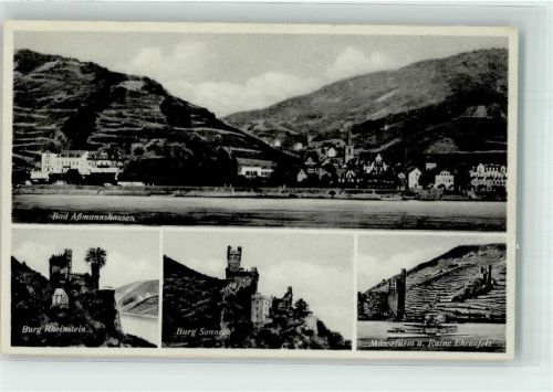 Assmannshausen Burg Rheinstein Sonneck Ehrenfels Foto AK
