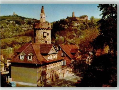 Weinheim Roter Turm mit W.S.C. Wachenburg und Burgruine Windeck