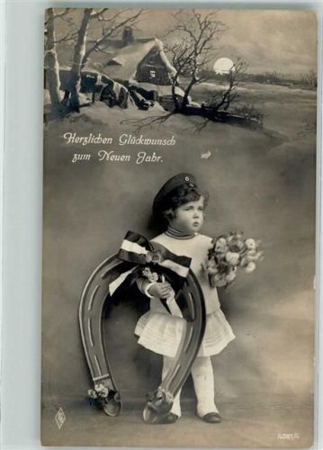 1916 Glückwunsch Uniform Kind Hufeisen PFB 4081/4