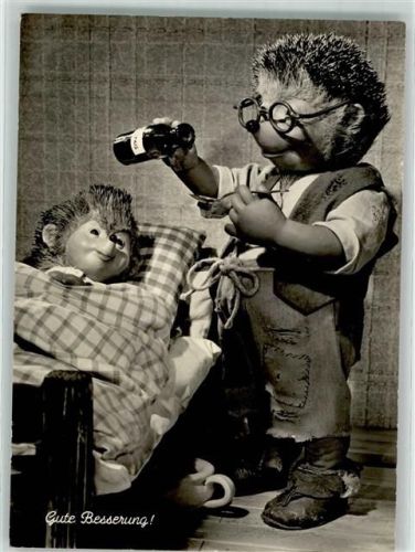 1970 Gute Besserung Mecki verabreicht krankem Igelkind eine Portion Rizinus Brille Nachttopf Europa-Kontor Nr.38