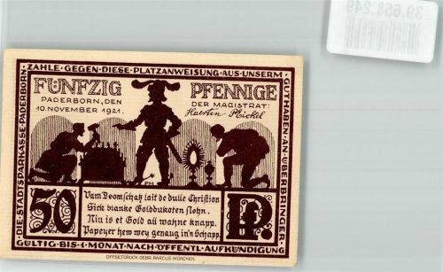 Paderborn 1921 50 Pfennig Friedhof des Domes