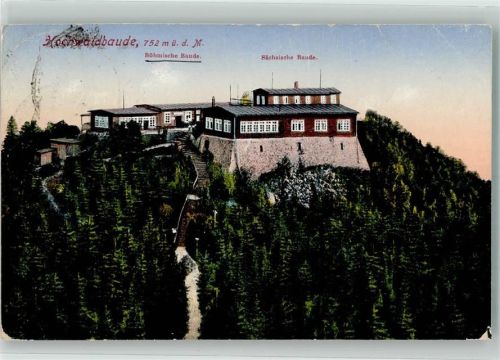 Kurort Oybin 1924 Gasthaus Hochwaldbaude Böhmische und Sächsische Baude