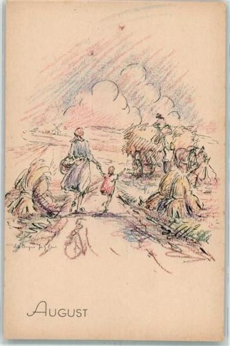 1917 August Bauern bei der Feldarbeit zur Erntezeit Vogel-Verlag