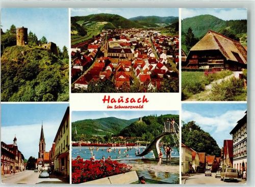 Hausach Schlossberg mit Burg Husen Kirche St. Mauritius Schwimmbad Schwarzwaldhaus