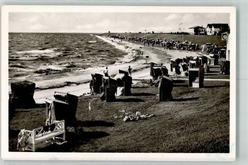 25761 W2242 Büsum 1955 Foto AK Schwimmbad Strand