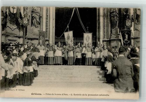 Orleans 1914 Kirche Prozession Fetes de Jeanne d´Arc Feldpost WK I Lndw.Inf.Regt. 106 10. Komp.