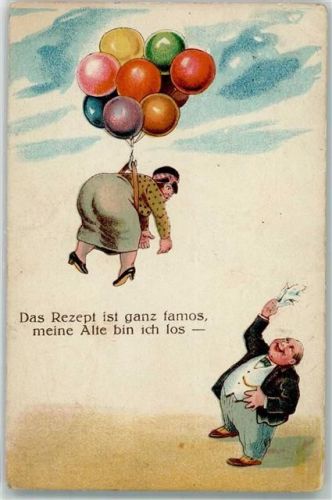 Humor Frau an Luftballons Spruch WB SS Nr.1230