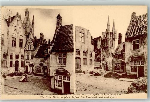 Ypres Marktplatz vor und nach der Bombardierung