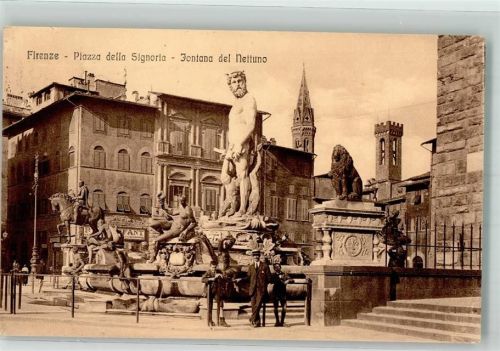 Firenze 1927 Denkmal Fontana del Nettuno Piazza della Signoria