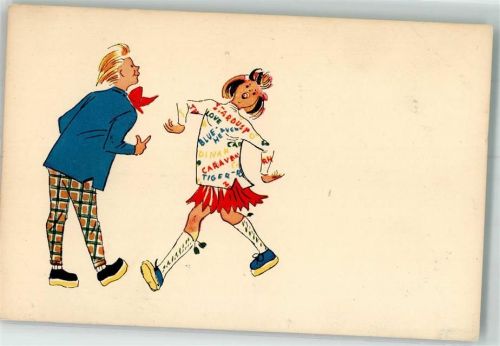 Junger Mann und Frau im schrillen Outfit beim Tanzen Chr. Olsens Kunstverlag