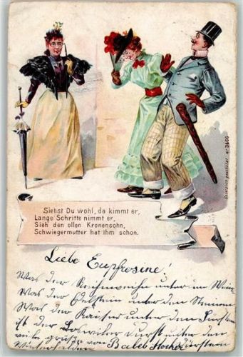 1899 Humor Frau Spruch Lithographie Nr.3466