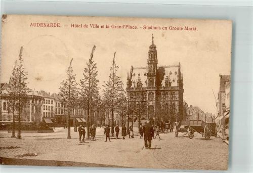 Audenarde 1915 Rathaus Marktplatz Feldpost WK I XXVII.Res.Korps 4. Komp.