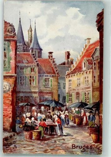 Bruges Oilette Nr. 8935 Tuck und Sons Marktszene