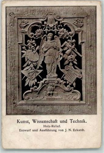 Holz Relief Engel Eule Kunst, Wissenschaft und Technik von J.N. Eckardt