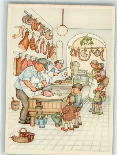 Meim Metzgermeisrer Erntekranz Bildkarte Nr. 167 Verlag Georg Fischer Wittlich