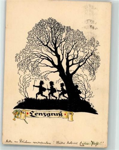 1930 Scherenschnitt Lenzgruß Plischke-Karte Nr. 60 Verlag Werner Klotz