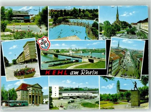Kehl 1971 Stadthalle Schwimmbad Marktplatz Denkmal Rosengarten Bahnhof Rathaus Omnibus