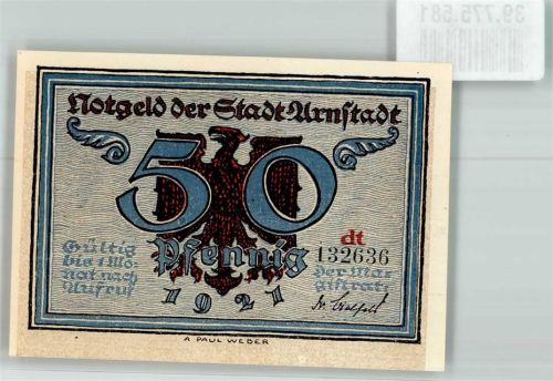 Arnstadt 1921 50 Pfennig dt 132636
