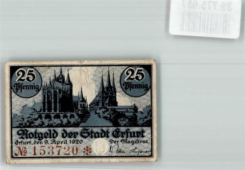 Erfurt 1920 25 Pfennig No. 153720