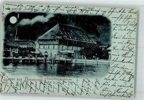 Konstanz 1899 Konziliumsgebäude bei Nacht Verlag Lautz & Isenbeck 5487