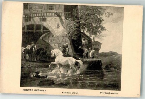 Zürich sign. Gessner , K. Pferdeschwemme Pferd
