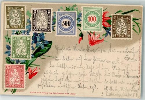 Zürich 1900 Enzian Alpenveilchen Verlag Menke-Huber Briefmarkenbörse