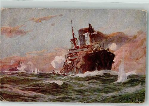 1917 sign. Stöwer, Willy Prof. Deutsches U-Boot im Gefecht U-Boot-Spende
