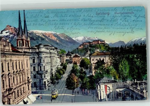 Salzburg 1915 Westbahnstrasse Strassenbahn
