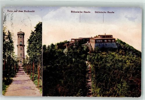 Kurort Oybin 1921 Turm a.d. Hochwald Böhmisches u. Schächsisches Haus