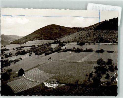 Untermünstertal Fliegeraufnahme eines einsamen Hauses im Talgrund Foto Original aus Archiv eines Ansichtskartenverlags Ort handschriftlich Farbstriche im Bild