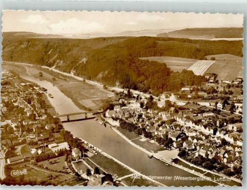 Bodenwerder Fliegeraufnahme mit Weserbrücke Foto Original aus Archiv eines Ansichtskartenverlags