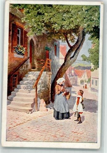 Serie 233 Nr. 4337 Aus einer kleinen Stadt , Mädchen Milchkanne