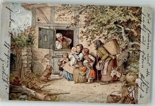 1913 Mein Nest ist das Best Ziege Spitz Künstlerkarte d. Volkskunstbundes Serie 1/104