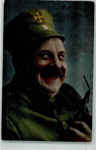 1915 Dicker lachender Landsturmsoldat mit Pfeife R & K.L Serie 2648/5