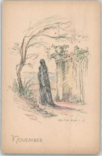 1917 November Einsame Frau unter einem kahlen Baum Vogel-Verlag