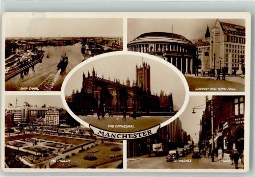 Manchester Cathedral Kanal Library and Town Hall Picadilly Deansgate