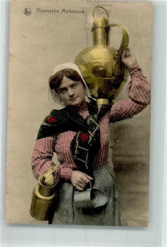 1916 Tracht Flämische Milchfrau Feldpost WK I Rekruten-Depot XXVII.Res.Korps 5. Komp.