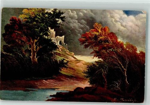 1910 sign Santos Landschaft mit Burg