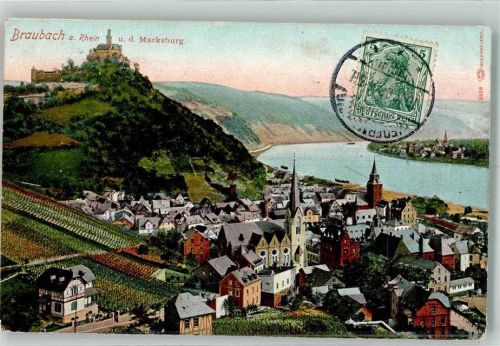 Braubach 1908 Marksburg Briefmarke Bildseite