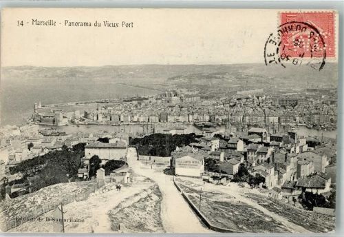 Marseille 1906 Hafen Briefmarke Bildseite