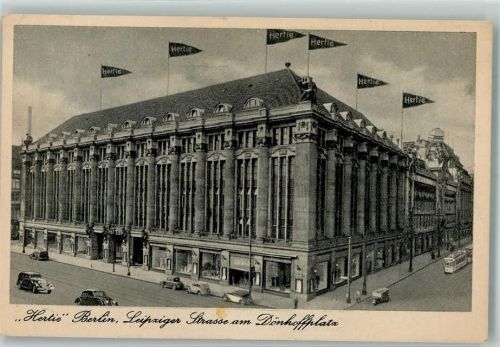 Berlin Mitte 1942 Geschäft Hertie Leipzier Straße Dönhoffplatz Auto Straßenbahn