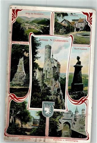 Lichtenstein 1915 Schloss Lichtenstein Hauff-Denkmal Geolo. Pyramide Forsthaus