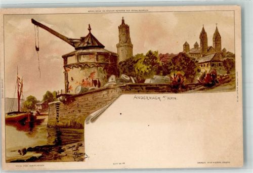 Andernach Lithographie sign. Bilsen Künstlerkarte