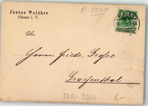 Plauen 1891 Geschäftsschreiben Quittung der Firma Justus Walther