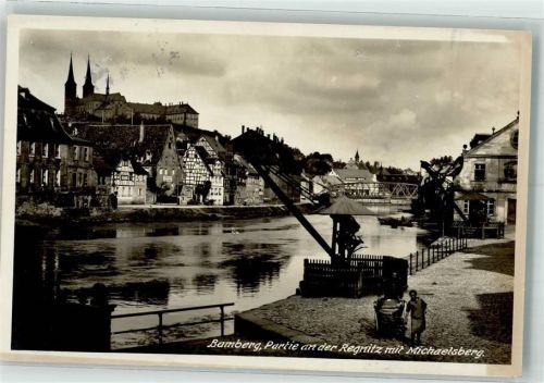 Bamberg 1929 Michaelsberg Partie an der Regnitz