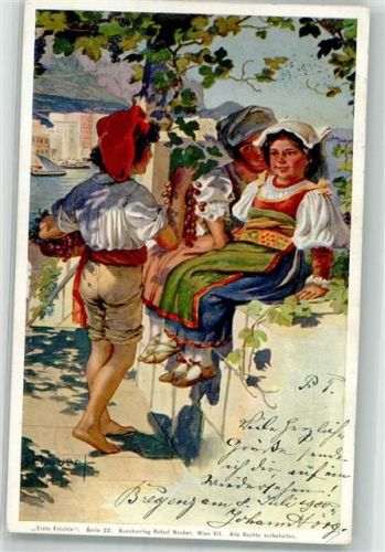 1900 Kinder Tracht Verlag Neuber Serie 22 Erste Früchte
