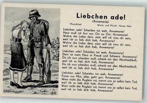 sign. Schamburger Text des Liedes Liebchen ade! von Herms Niel Verlag Böttger 44